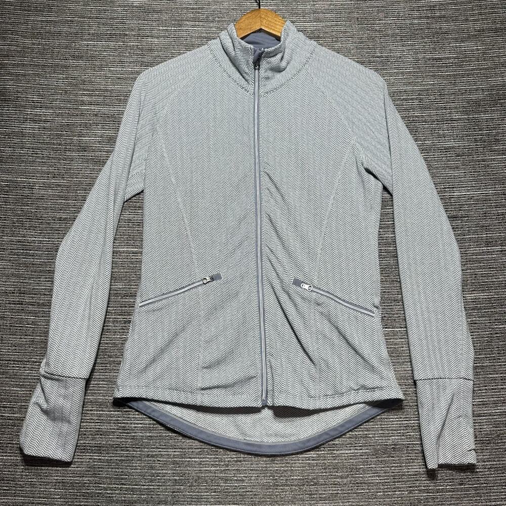 Road Runner Jacket Women's S Blue Herringbone Full Zip Lightweight Pockets